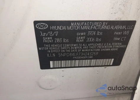 2018 Hyundai Elantra Sel z USA, uszkodzony, nr VIN 5NPD84LF7JH243259